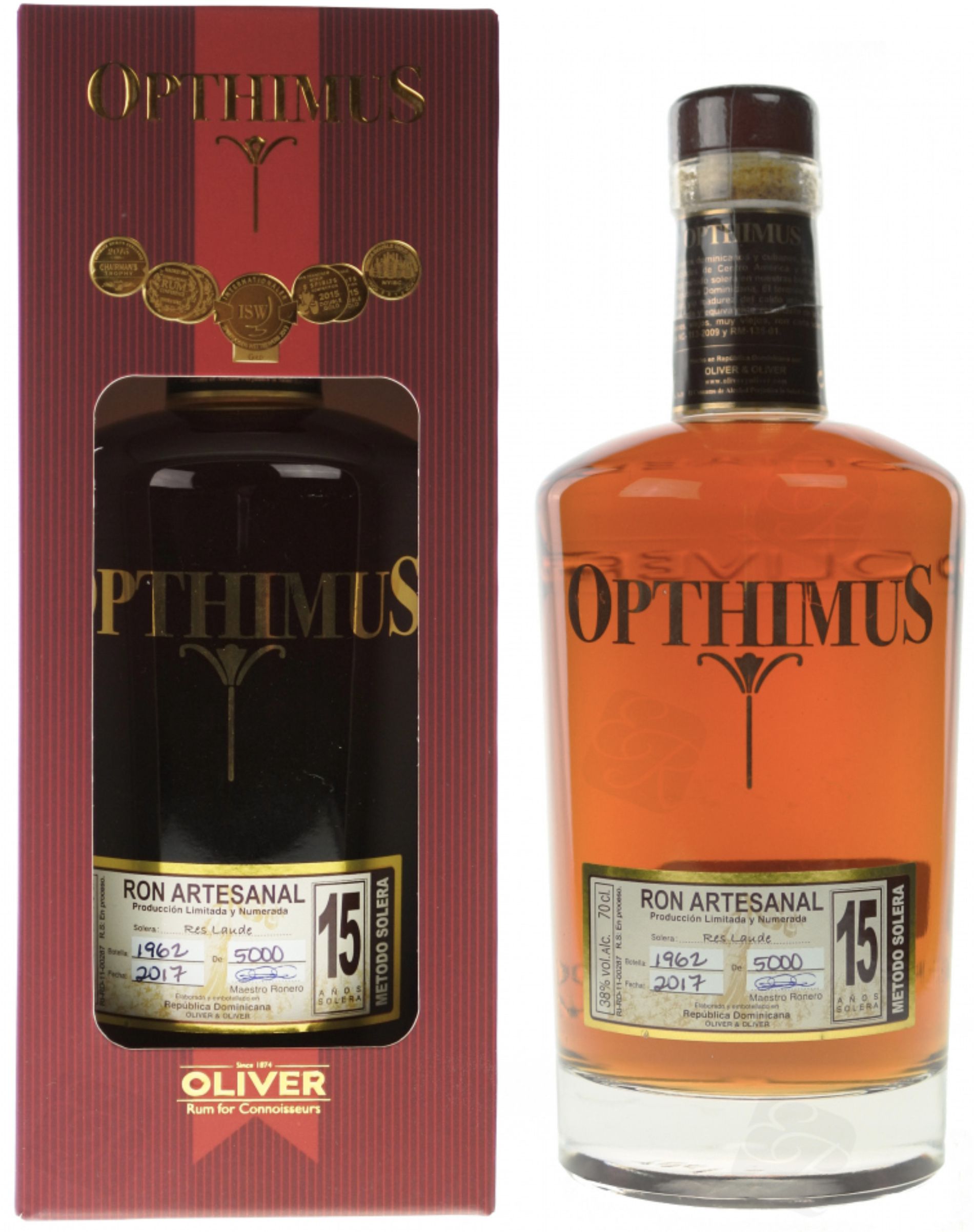 Спиртной напиток на основе рома "Оптимус" 15 лет/RUM Opthimus 15 в п/у креп 38,0%, емк 0,7л