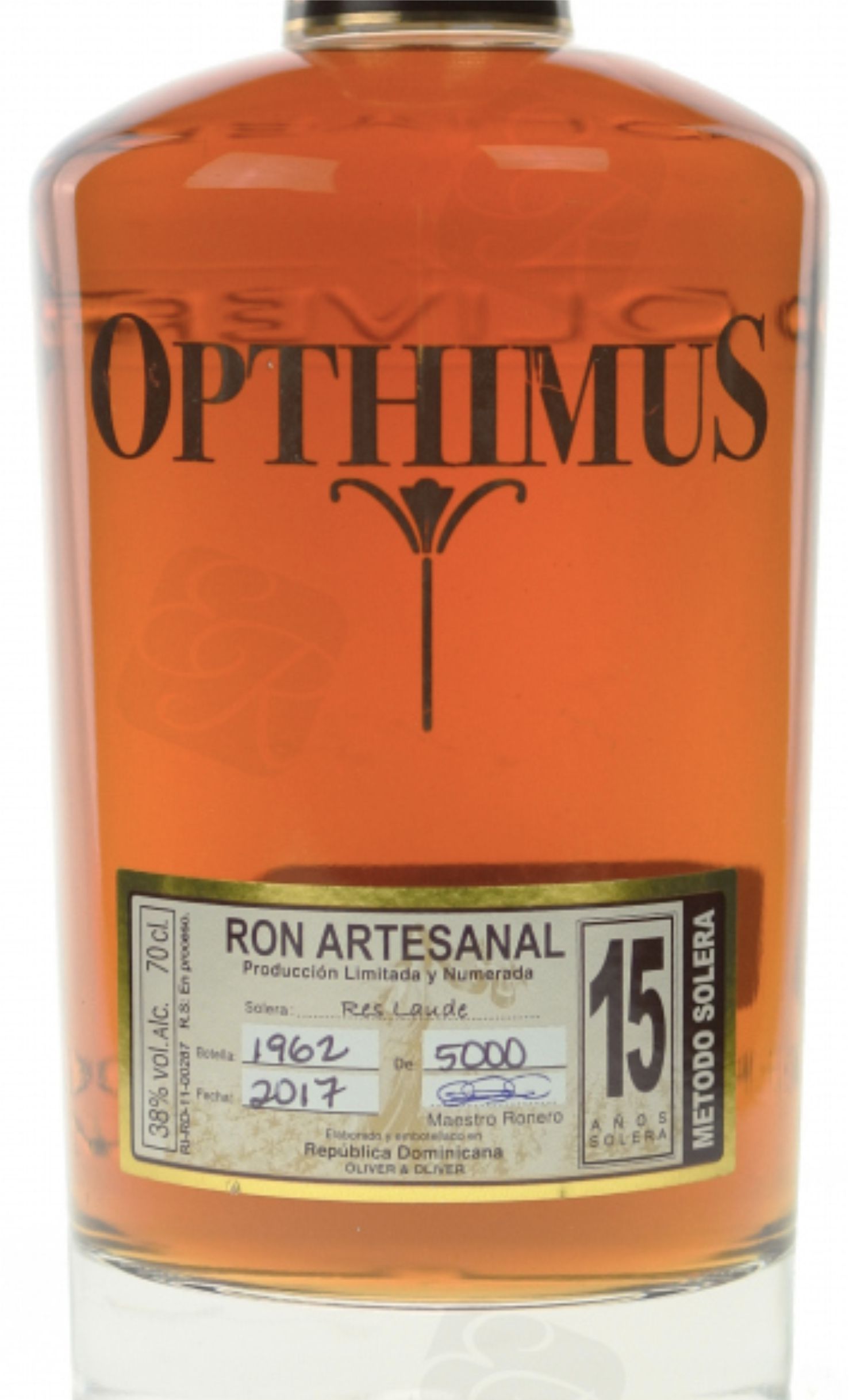 Этикетка Спиртной напиток на основе рома "Оптимус" 15 лет/RUM Opthimus 15 в п/у креп 38,0%, емк 0,7л