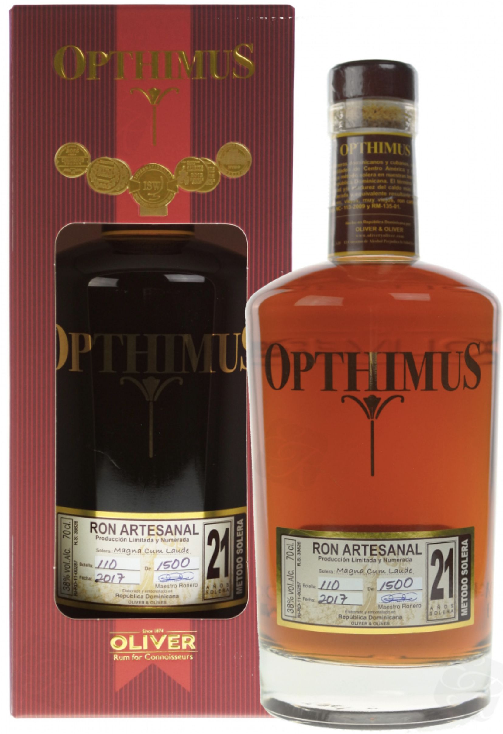 Спиртной напиток на основе рома "Оптимус" 21 год/RUM Opthimus 21 в п/у креп 38,0%, емк 0,7л