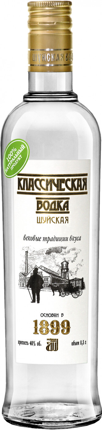 Водка "Классическая водка шуйская" креп 40%, емк 0,5л