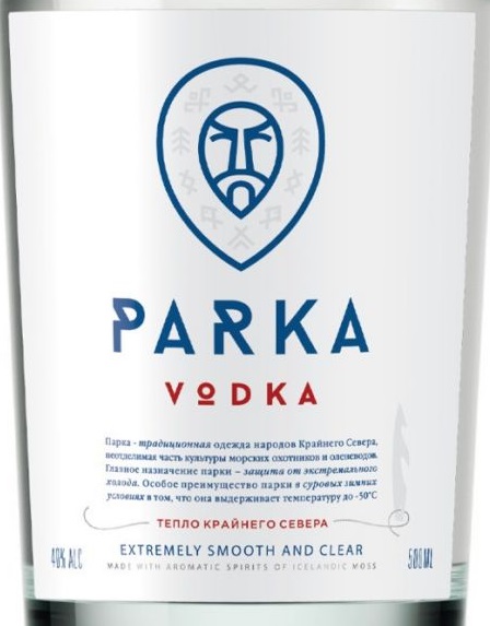 Этикетка ВОДКА "ПАРКА (PARKA)" креп 40%, емк 0,5 л