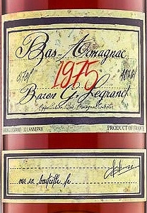 Этикетка Бренди (Арманьяк) Барон Г. Легран Ба Арманьяк 1975 креп 40%, емк 0,7л п/уп (дерево)