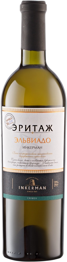 Вино выдержанное белое сухое "Эльвиадо" 2019г Инкерман креп 13%, емк 0,75л