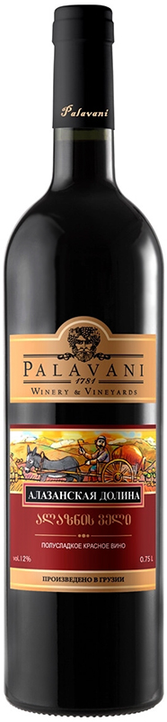 ВИНО ординарное " Алазанская долина" красное полусладкое  креп12%, емк 0.75л.