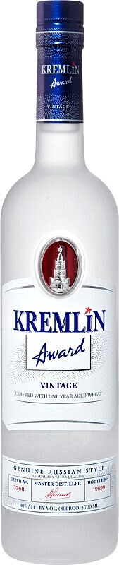 Водка "КРЕМЛИН ЭВОРД ВИНТАЖ" ("KREMLIN AWARD VINTAGE") креп 40%, емк 0,5л