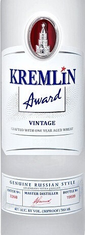 Этикетка Водка "КРЕМЛИН ЭВОРД ВИНТАЖ" ("KREMLIN AWARD VINTAGE") креп 40%, емк 0,5л