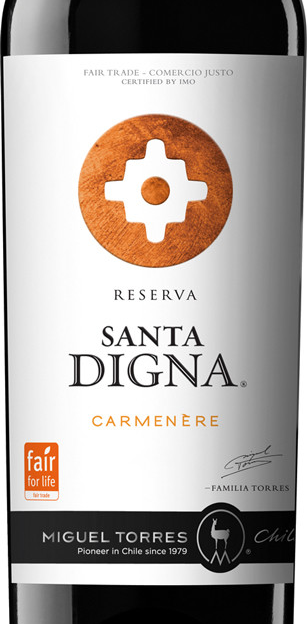 Этикетка Санта Дигна Карменер 2013 0,75л Красное 14% Сухое S.V. Miguel Torres S.A.