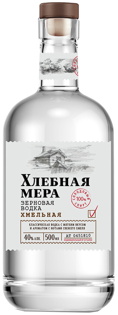 Водка "Хлебная мера хмельная" креп 40%, емк 0.5л