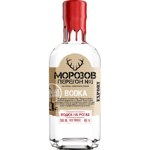 Водка "МОРОЗОВ ПЕРЕГОН №1.ВОДКА НА РОГАХ", креп. 40%, емк. 0,5л.