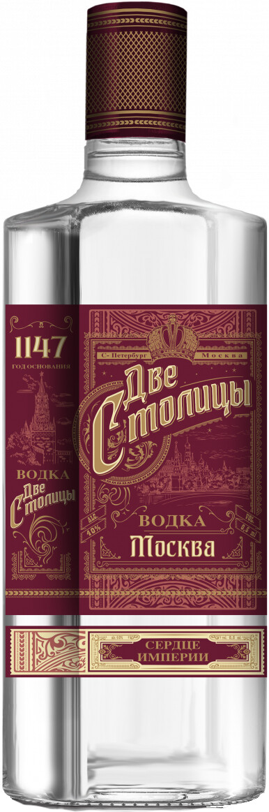 ВОДКА "ДВЕ СТОЛИЦЫ. МОСКВА" креп 40%, емк 0.5л.
