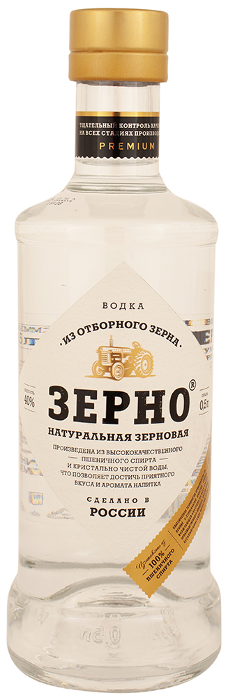 Водка "ЗЕРНО НАТУРАЛЬНАЯ ЗЕРНОВАЯ" креп 40%, емк 0,5л