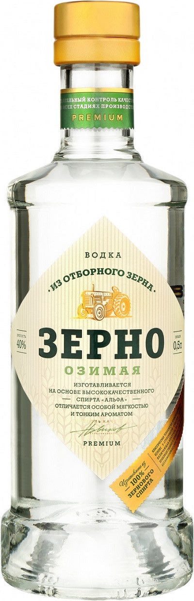 Водка "ЗЕРНО ОЗИМАЯ" креп 40%, емк 0,5л