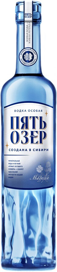 Водка особая "ПЯТЬ ОЗЕР" МЯГКАЯ креп 38%, емк 0,5л