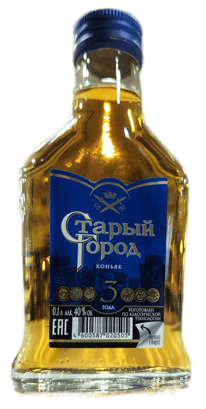 КОНЬЯК трехлетний "Старый город" креп 40%, емк 0.1л.