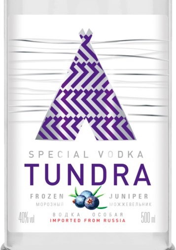 Этикетка Водка особая "TUNDRA Морозный Можжевельник. Водка Крайнего Севера" креп 40%, емк 0.5л
