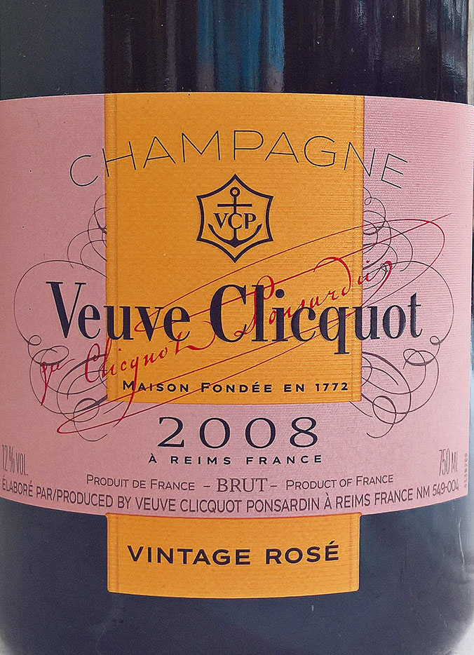 Этикетка Шампанское Вдова Клико Винтаж Розе 2008, розовое брют, 0.75 л