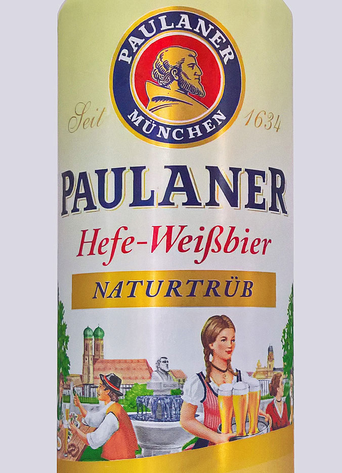 Этикетка Пауланер Хефе-Вайсбир Натуртрюб светл.пастеризован.нефильтрован. Пауланер Брауерай 0,5л бан. алк.5,5%