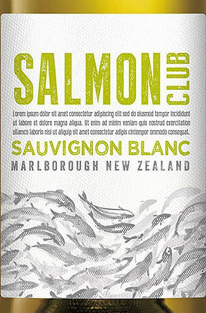 Этикетка ВИНО молодое сортовое белое полусухое регион Мальборо "Салмон Клаб Совиньон Блан" 2022г креп 10%, емк 0.75л.