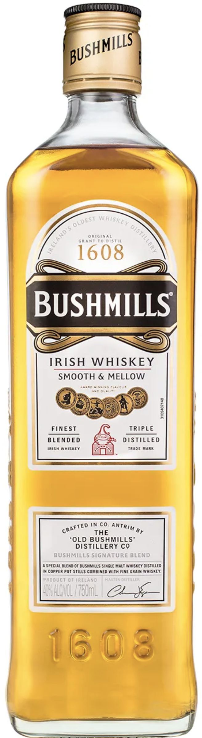 ВИСКИ ирландский купажированный Бушмилз Ориджинал в подарочной упаковке тм. Bushmils, креп 40%, емк 0,7л