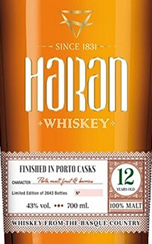 Этикетка ВИСКИ солодовый "Виски Аран 12 Лет Порто Финиш"  креп 43%, емк 0.7л.
