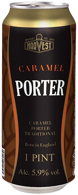 Пиво темное пастеризованное фильтрованное "Харвест Карамель Портер" креп 5,9%, емк 0,568л ж/б