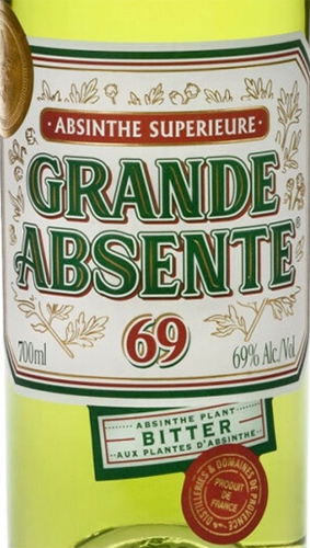Этикетка Спиртной напиток "Гранд Абсент" ("Grande Absente") креп 69%, емк 0.7л.