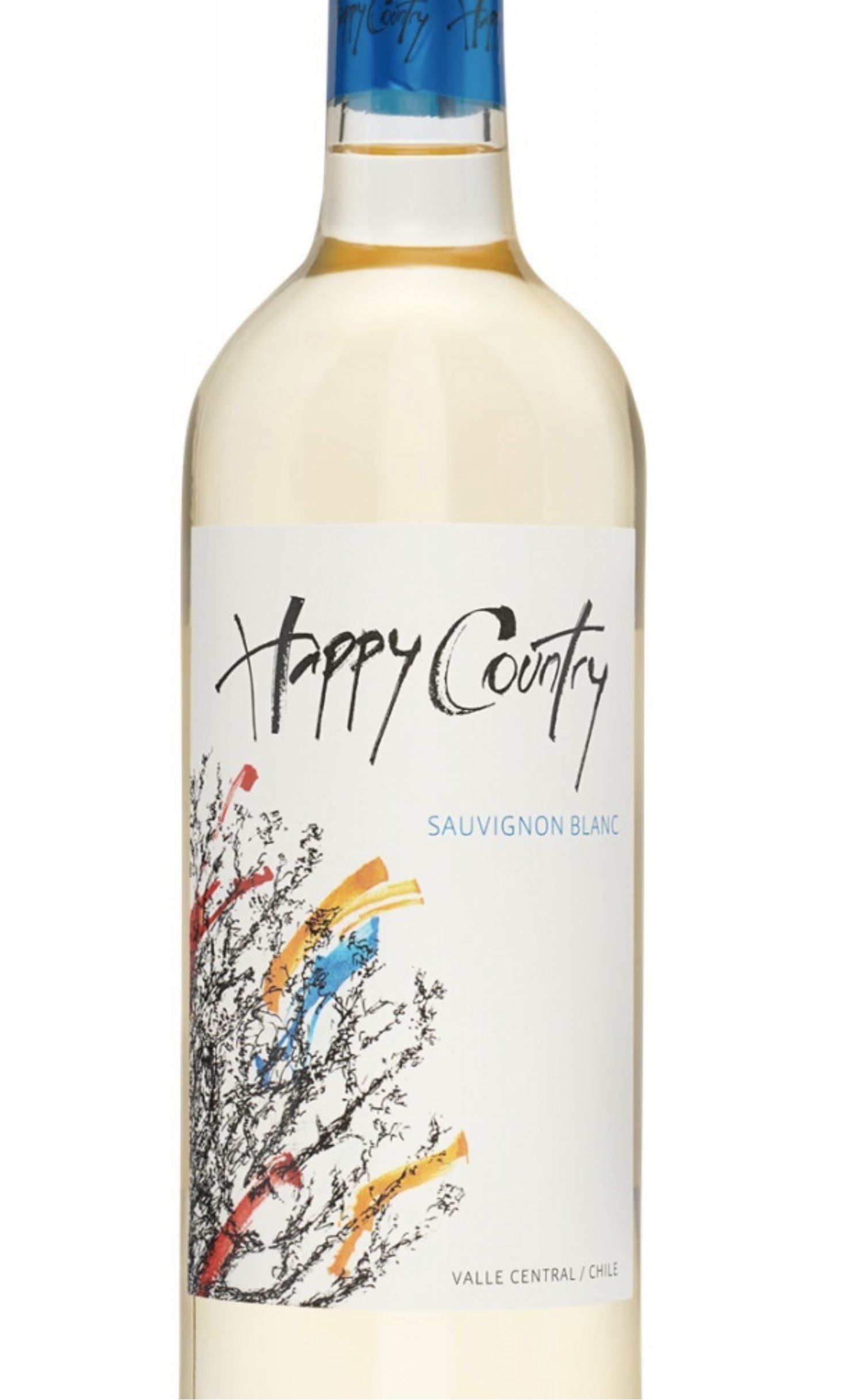 Этикетка Вино с защищенным географическим указанием белое сухое Happy Country Sauvignon Blanc Central Valle,D.O./Хеппи Кантри Сов