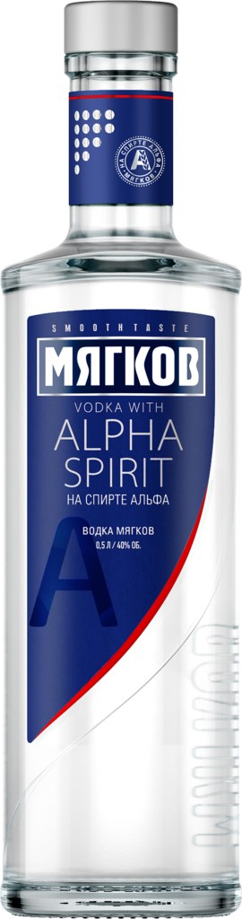 Водка "МЯГКОВ НА СПИРТЕ "АЛЬФА" креп 40%, емк 0,5 л