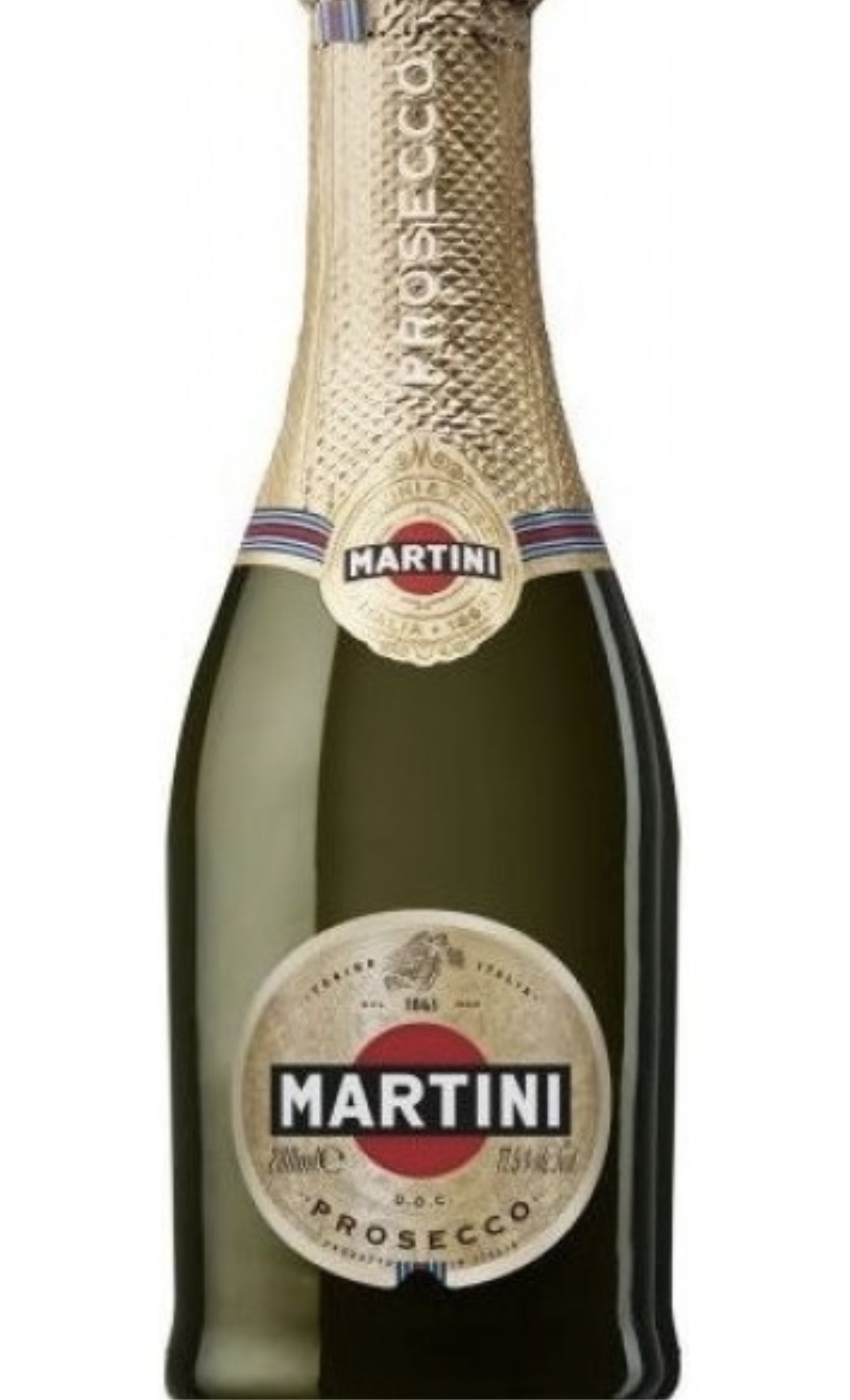 Этикетка Игристое вино Мартини Просекко, белое сухое, 0.187 л