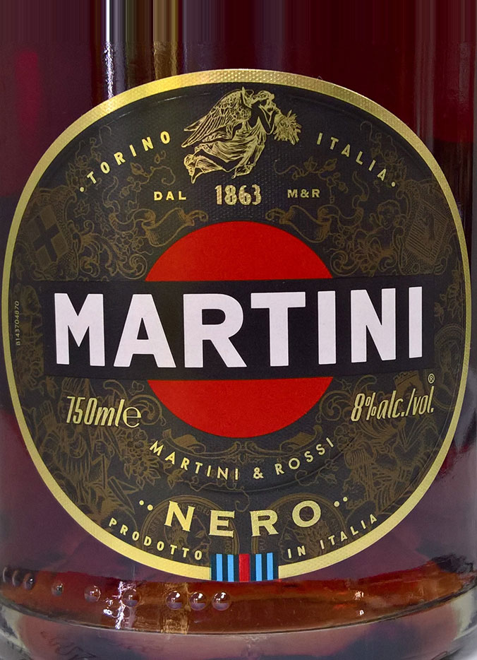 Этикетка Игристое вино Мартини Неро, красное сладкое, 0.75 л