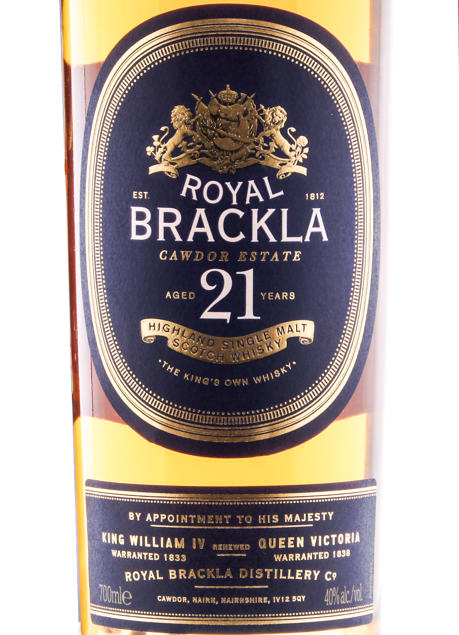 Этикетка Виски Ройал Бракла 21 год, 0.7 л