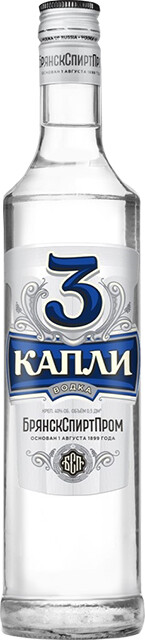 Водка "Три Капли"  креп 40%, емк 0,5л