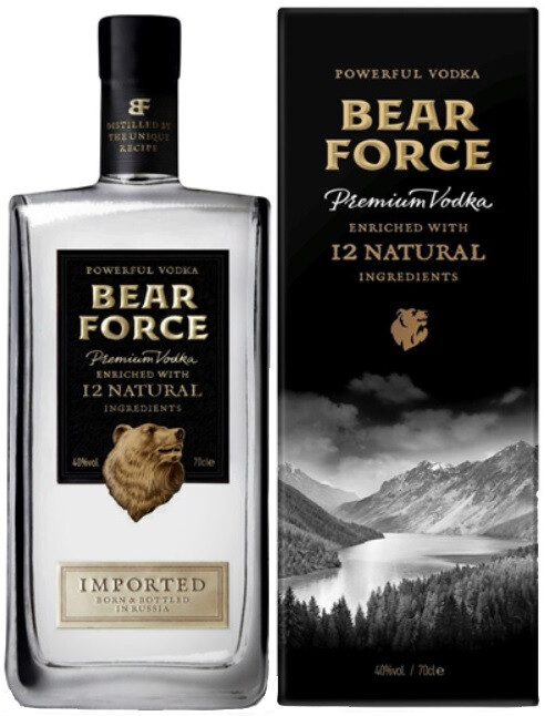 Водка особая "BEAR FORCE POWERFUL"  с корнем  креп  40%, емк 0,7л п/у