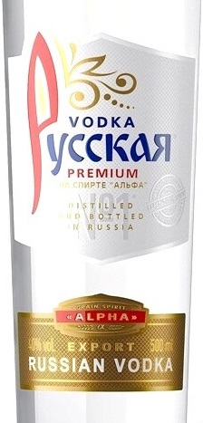 Этикетка Водка "Русская на спирте Альфа" креп 40%, емк 0,5л