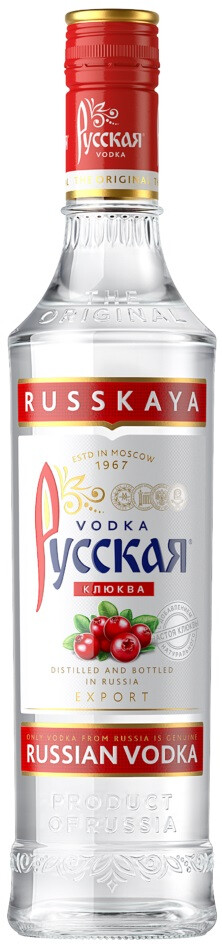 Водка особая "РУССКАЯ. КЛЮКВА" креп 38%, емк 0.5л