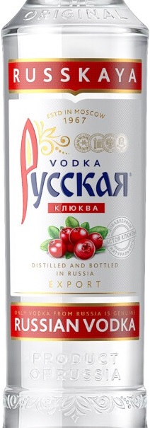 Этикетка Водка особая "РУССКАЯ. КЛЮКВА" креп 38%, емк 0.5л