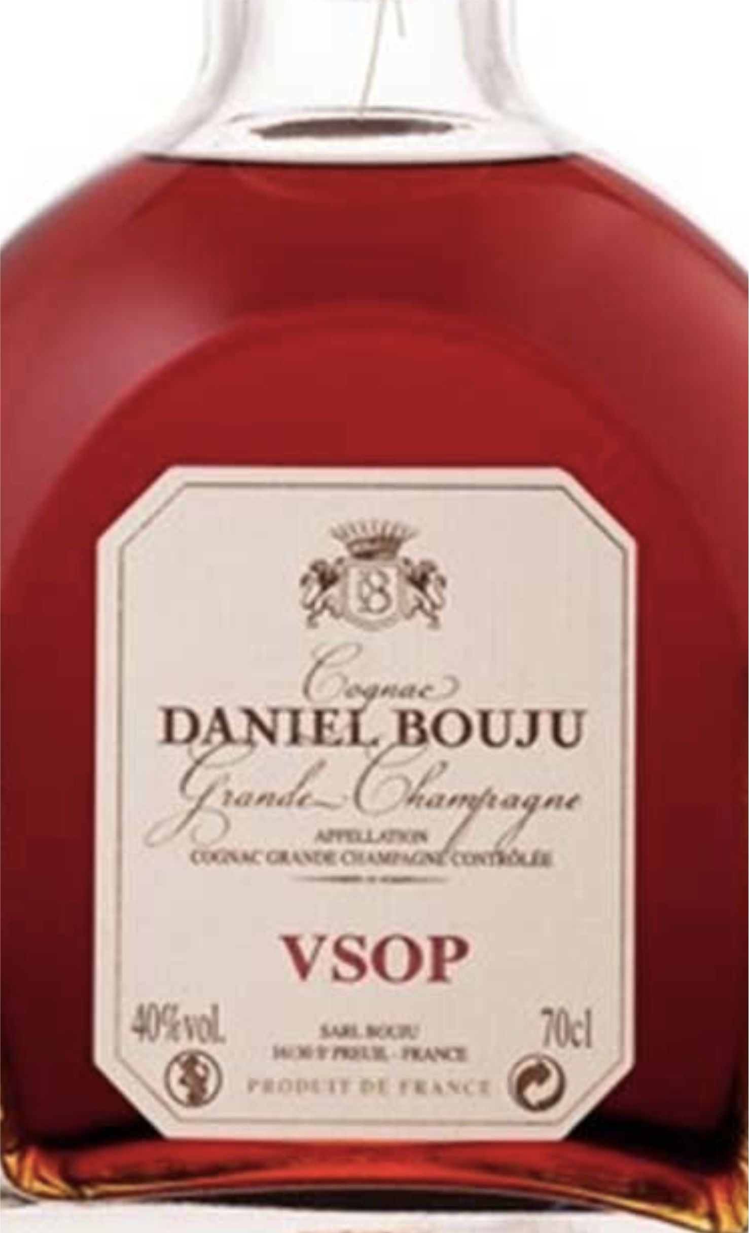 Этикетка Коньяк Даниель Бужу VSOP, графин, 0.7 л