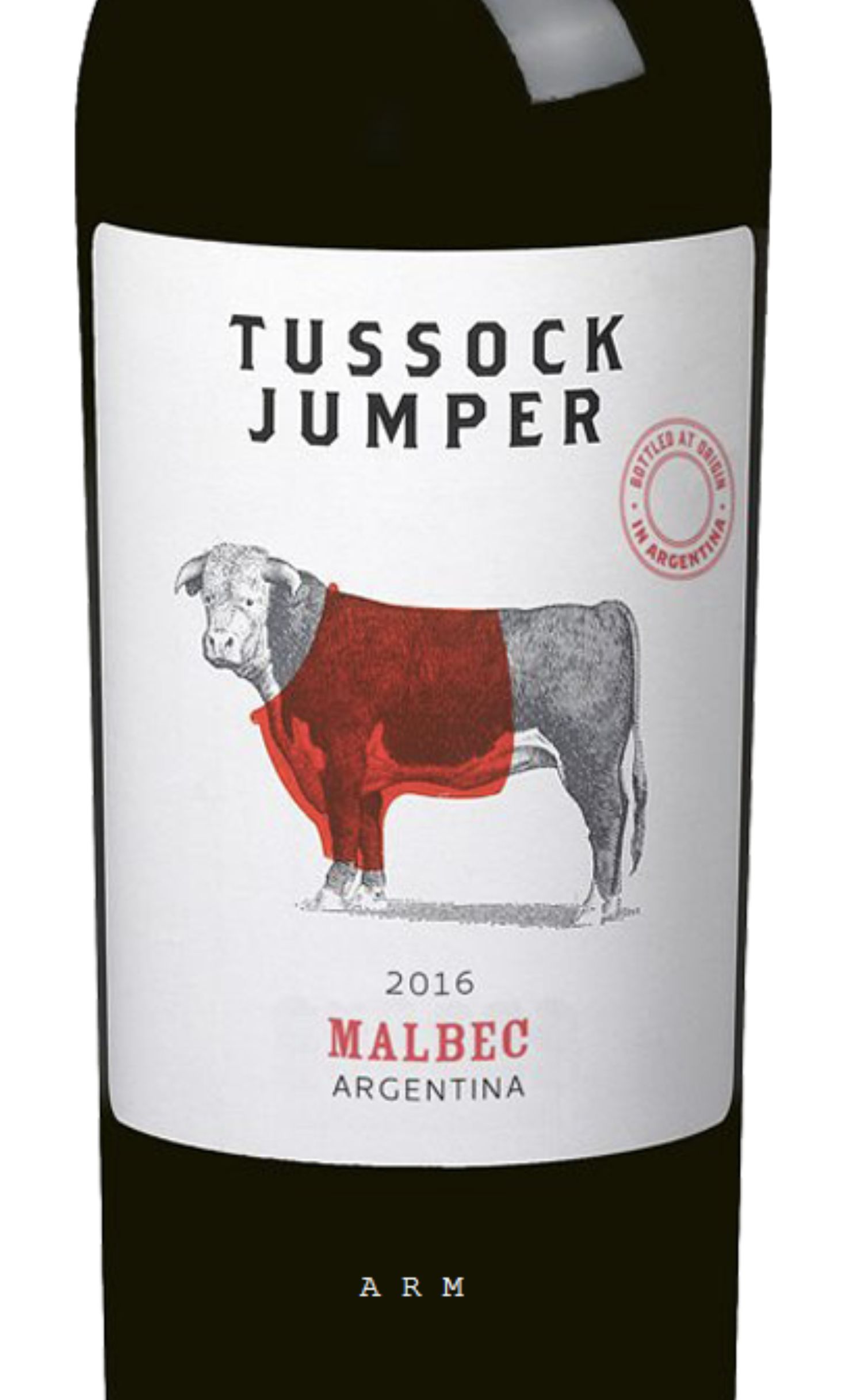 Этикетка Тассок Джампер Мальбек "Tussock Jumper Malbec" красное сухое 0,75л (КОРОВА)
