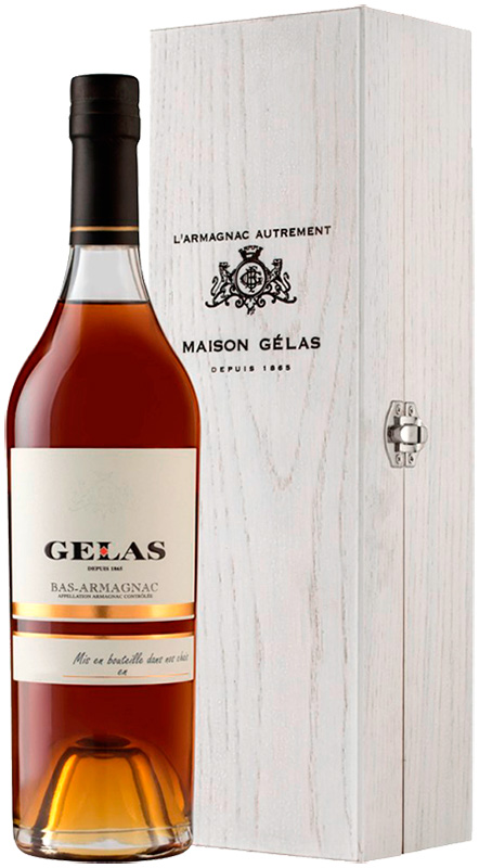 Арманьяк "Желас Ба Арманьяк"  в  деревянном футляре (Gelas Bas Armagnac), 1997г, креп 40%, емк  0,7л. ,Мэзон Желас СА
