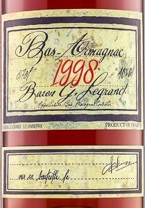 Этикетка Бренди Барон Г. Легран Ба Арманьяк 1998 40% 0,7л п/уп (дерево)