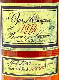 Этикетка Бренди Барон Г. Легран Ба Арманьяк 1974  0,7л