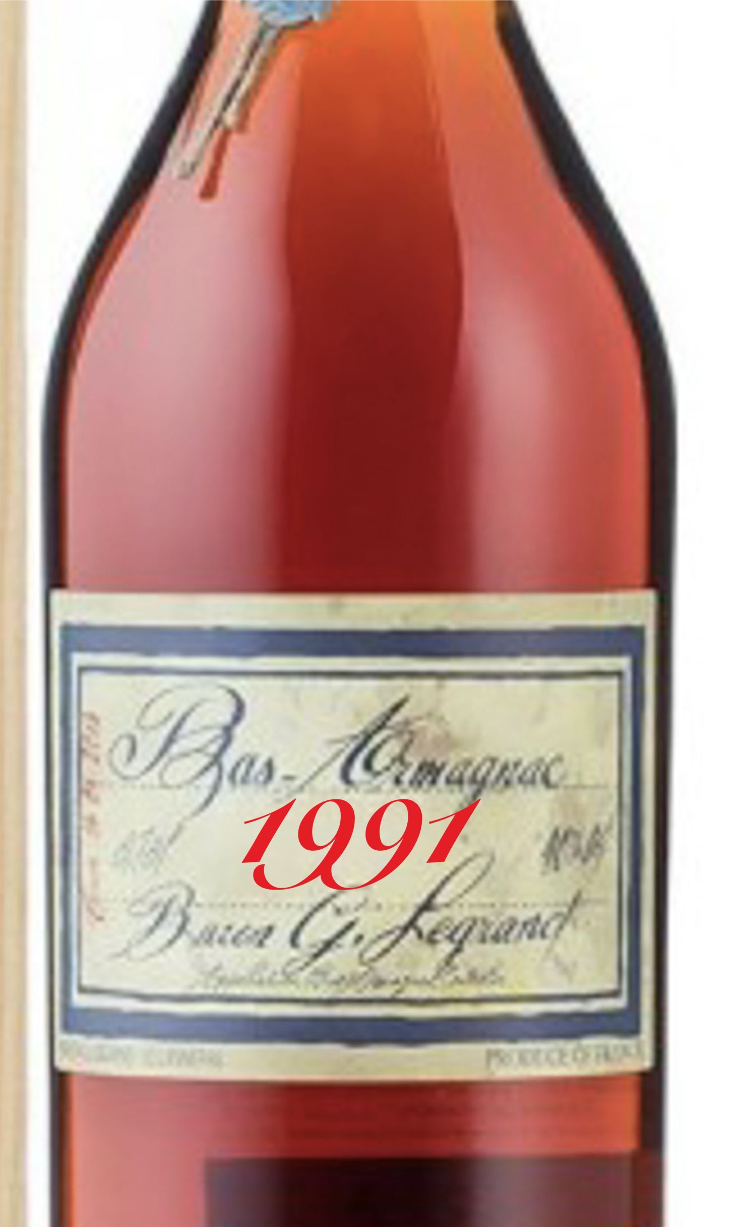 Этикетка Арманьяк Барон Г. Легран Ба Арманьяк 1991, 0.7 л