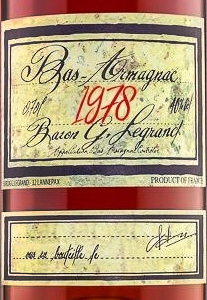 Этикетка Бренди Барон Г. Легран Ба Арманьяк 1978 0,7л