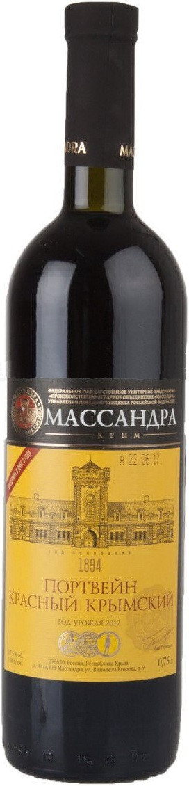 Ликерное вино выдержанное красное "Портвейн красный Крымский" 0.75л.