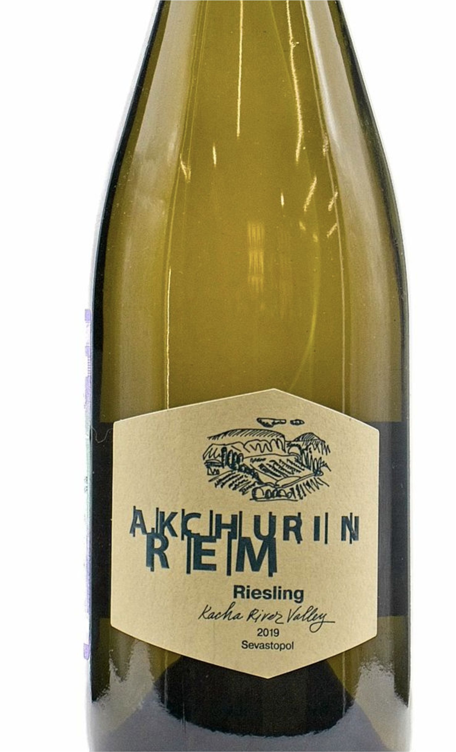 Этикетка Вино столовое сухое белое Рислинг  REM AKCHURIN 2019 0,75л 12%
