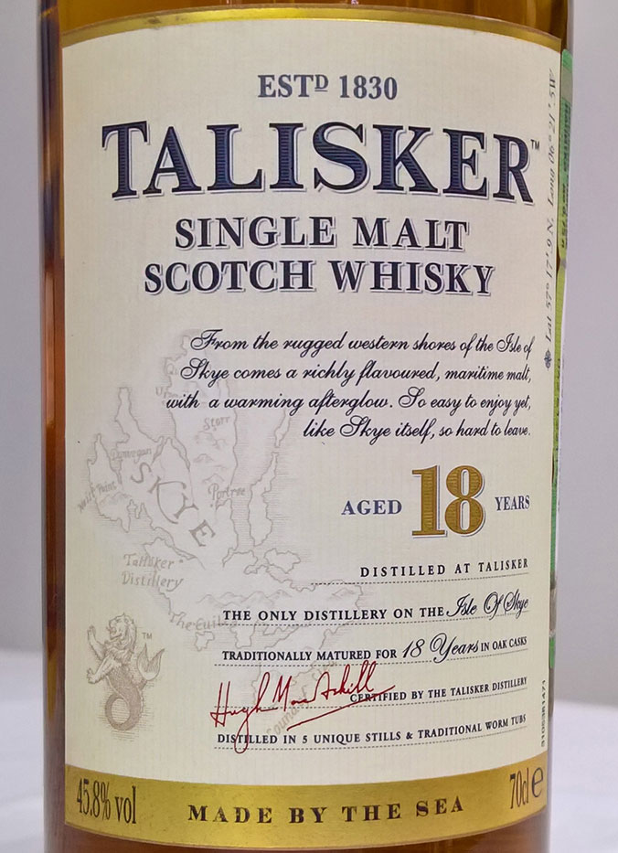 Этикетка Виски Талискер 18 лет, 0.7 л