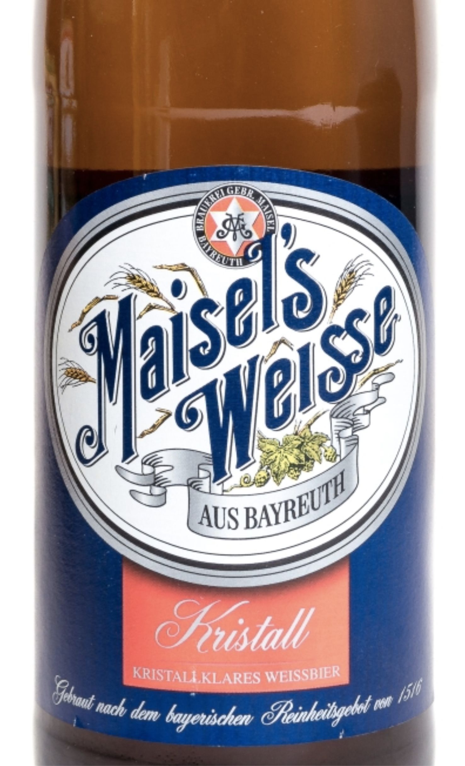 Этикетка Пиво Майзелс Вайс Кристалл, светлое фильтрованное, 0.5 л