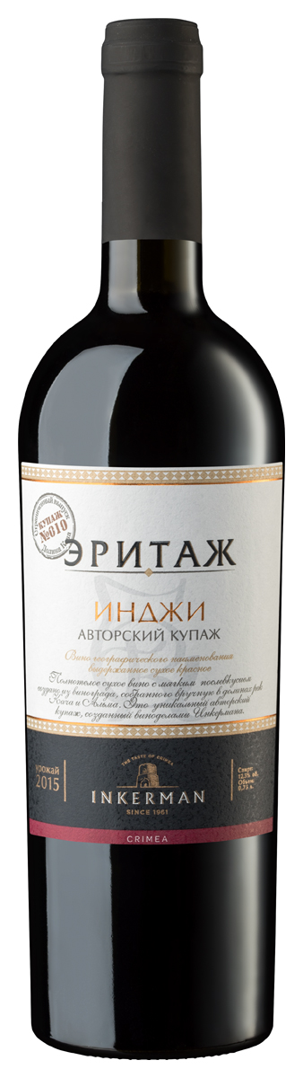 Вино марочное сухое красное "Инджи Авторский Купаж" 2016г Инкерман креп 10,5%, емк  0,75л
