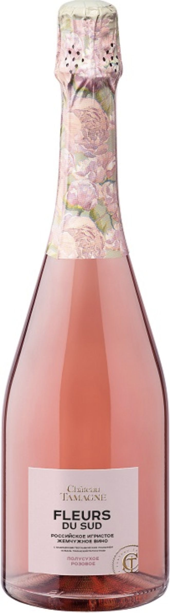 Игристое вино Шато Тамань "Флерс дю Сюд", розовое полусухое, 0.75 л