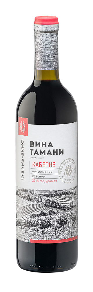 Российское вино Кубань.Таманский полуостров полусладкое красное Каберне 0,7 л